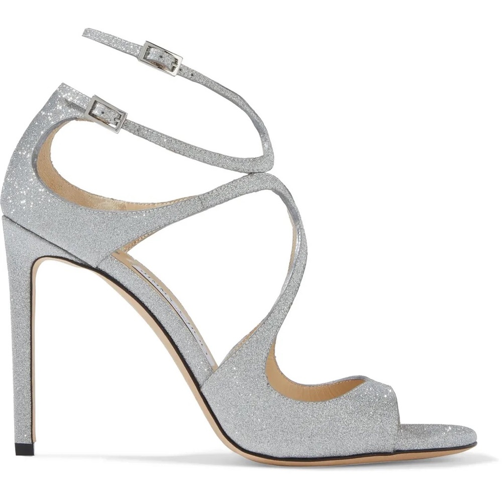 Jimmy Choo Lang 100 MM Glittered Sandals